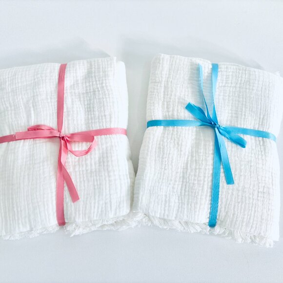 Muslin Fringe Swaddle Blanket For Baby - Picture 2 of 2